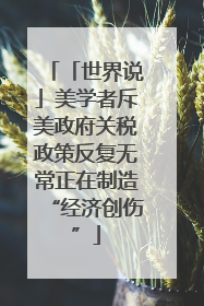 「世界说」美学者斥美政府关税政策反复无常正在制造“经济创伤”