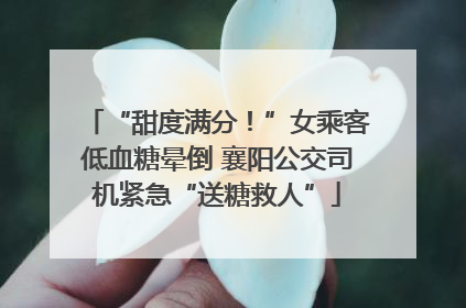“甜度满分！”女乘客低血糖晕倒 襄阳公交司机紧急“送糖救人”
