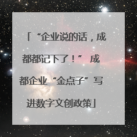 “企业说的话，成都都记下了！” 成都企业“金点子”写进数字文创政策