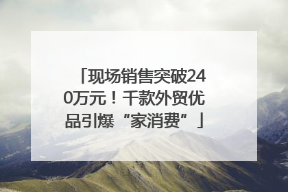 现场销售突破240万元！千款外贸优品引爆“家消费”