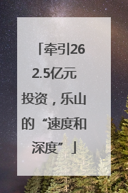 牵引262.5亿元投资，乐山的“速度和深度”