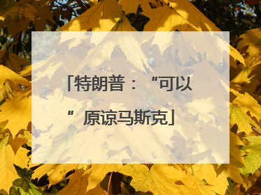 特朗普：“可以”原谅马斯克
