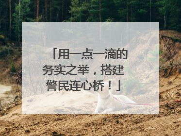 用一点一滴的务实之举，搭建警民连心桥！