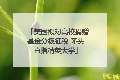 美国拟对高校捐赠基金分级征税 矛头直指精英大学
