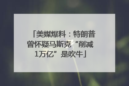 美媒爆料：特朗普曾怀疑马斯克“削减1万亿”是吹牛