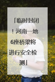 临时封闭！河南一地6座桥梁将进行安全检测