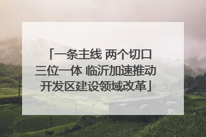 一条主线 两个切口 三位一体 临沂加速推动开发区建设领域改革