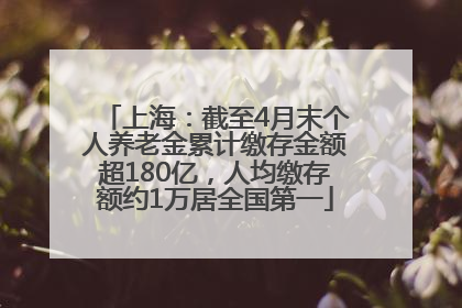 上海：截至4月末个人养老金累计缴存金额超180亿，人均缴存额约1万居全国第一