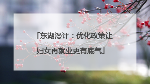 东湖漫评：优化政策让妇女再就业更有底气