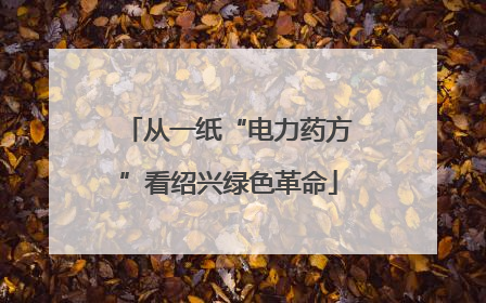 从一纸“电力药方”看绍兴绿色革命
