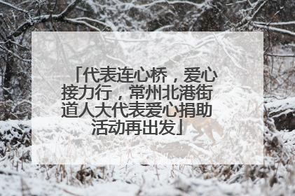 代表连心桥，爱心接力行，常州北港街道人大代表爱心捐助活动再出发