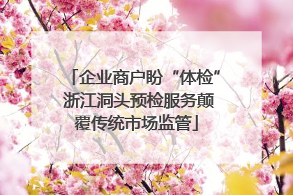 企业商户盼“体检” 浙江洞头预检服务颠覆传统市场监管