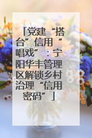 党建“搭台”信用“唱戏”：宁阳华丰管理区解锁乡村治理“信用密码”