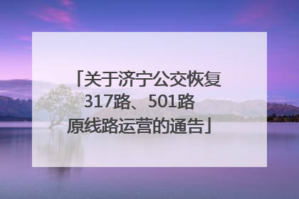 关于济宁公交恢复317路、501路原线路运营的通告