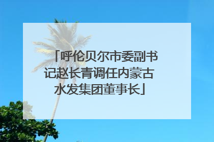 呼伦贝尔市委副书记赵长青调任内蒙古水发集团董事长