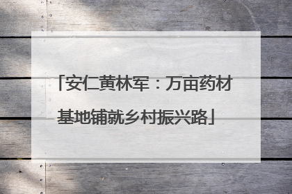 安仁黄林军：万亩药材基地铺就乡村振兴路