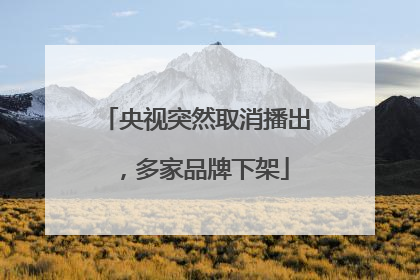 央视突然取消播出，多家品牌下架