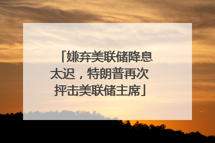 嫌弃美联储降息太迟，特朗普再次抨击美联储主席