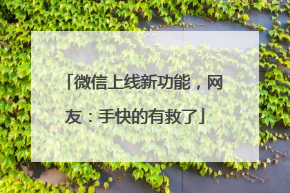 微信上线新功能，网友：手快的有救了