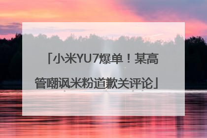 小米YU7爆单！某高管嘲讽米粉道歉关评论