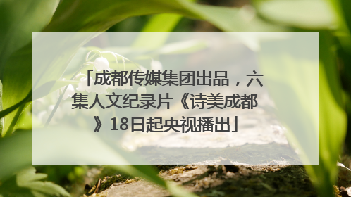 成都传媒集团出品，六集人文纪录片《诗美成都》18日起央视播出