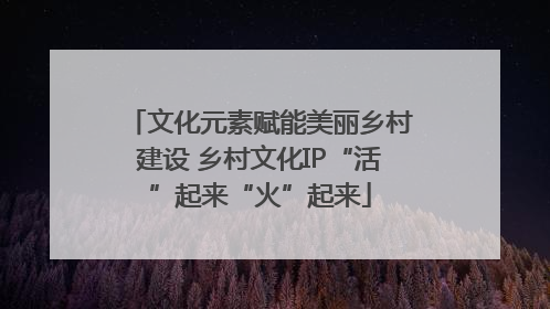 文化元素赋能美丽乡村建设 乡村文化IP“活”起来“火”起来