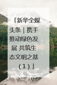 新华全媒头条｜携手推动绿色发展 共筑生态文明之基（1）