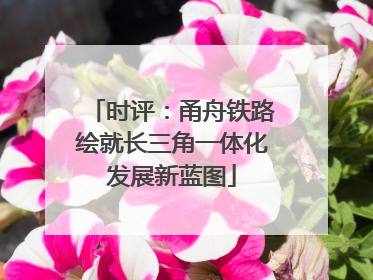 时评：甬舟铁路绘就长三角一体化发展新蓝图
