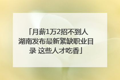 月薪1万2招不到人 湖南发布最新紧缺职业目录 这些人才吃香