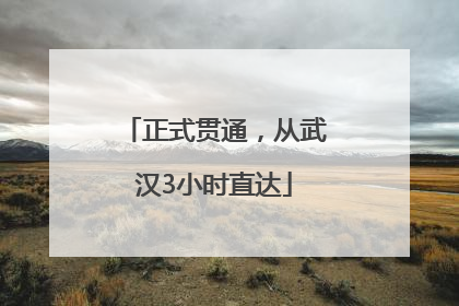 正式贯通，从武汉3小时直达