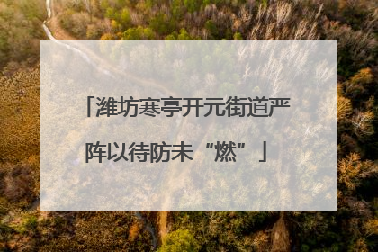 潍坊寒亭开元街道严阵以待防未“燃”