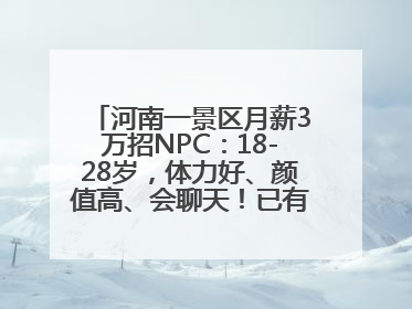 河南一景区月薪3万招NPC：18-28岁，体力好、颜值高、会聊天！已有1000多人应聘