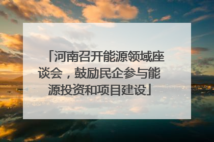 河南召开能源领域座谈会，鼓励民企参与能源投资和项目建设