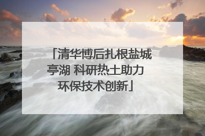 清华博后扎根盐城亭湖 科研热土助力环保技术创新