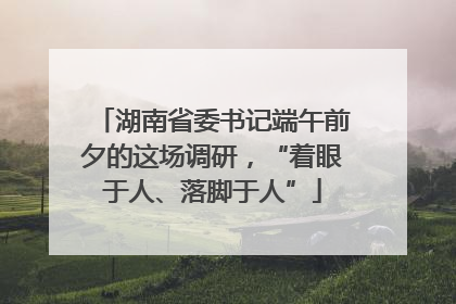 湖南省委书记端午前夕的这场调研，“着眼于人、落脚于人”