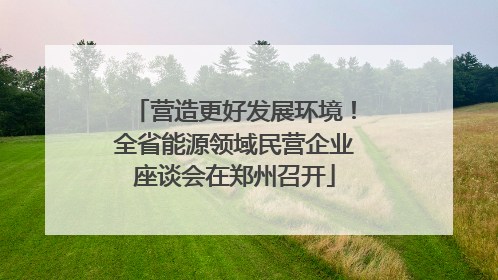 营造更好发展环境！全省能源领域民营企业座谈会在郑州召开