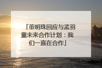 董明珠回应与孟羽童未来合作计划：我们一直在合作