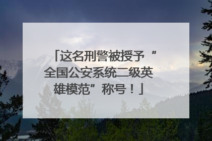这名刑警被授予“全国公安系统二级英雄模范”称号！