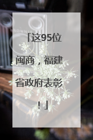 这95位闽商，福建省政府表彰！