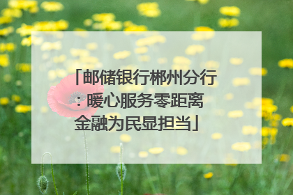 邮储银行郴州分行：暖心服务零距离 金融为民显担当