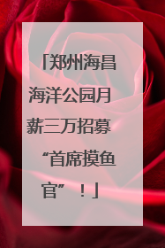 郑州海昌海洋公园月薪三万招募“首席摸鱼官”！