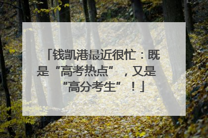 钱凯港最近很忙：既是“高考热点”，又是“高分考生”！