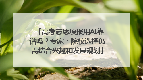 高考志愿填报用AI靠谱吗？专家：院校选择仍需结合兴趣和发展规划
