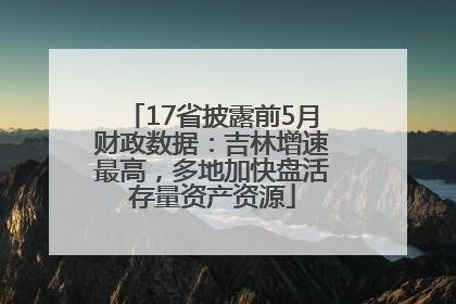 17省披露前5月财政数据：吉林增速最高，多地加快盘活存量资产资源