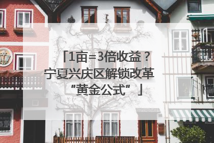 1亩=3倍收益？宁夏兴庆区解锁改革“黄金公式”