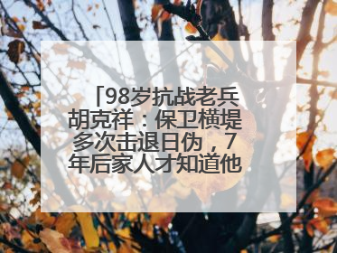 98岁抗战老兵胡克祥：保卫横堤多次击退日伪，7年后家人才知道他还活着